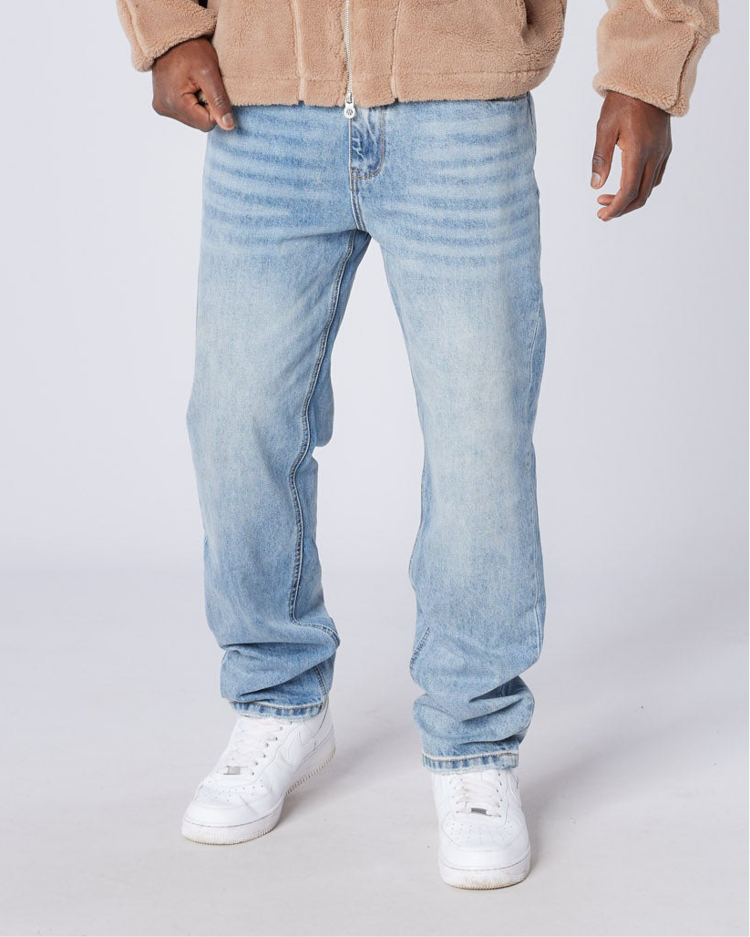 Tapered Washed Denim Jeans, image 1