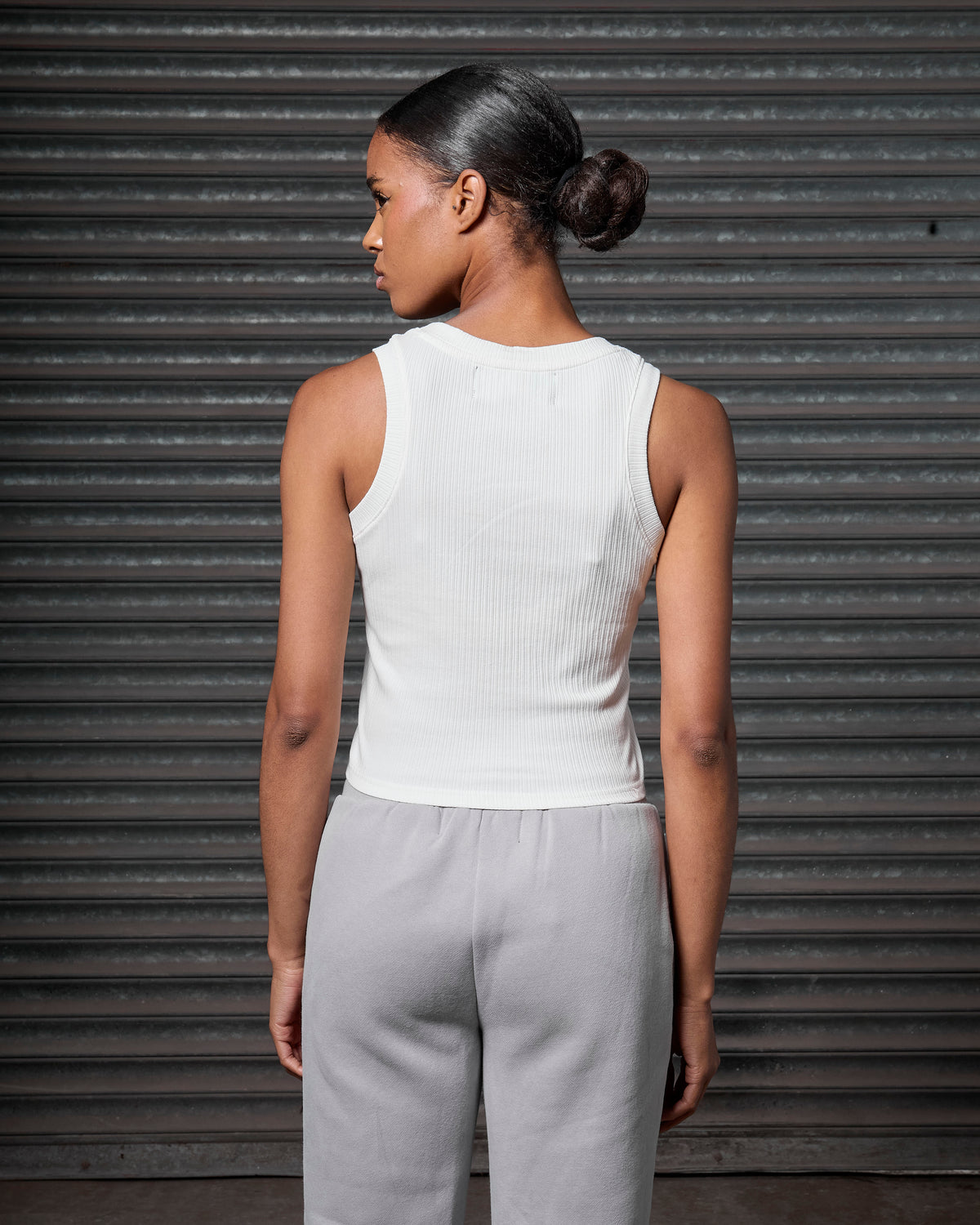 Women's Ribbed Scoop Vest White, image 4
