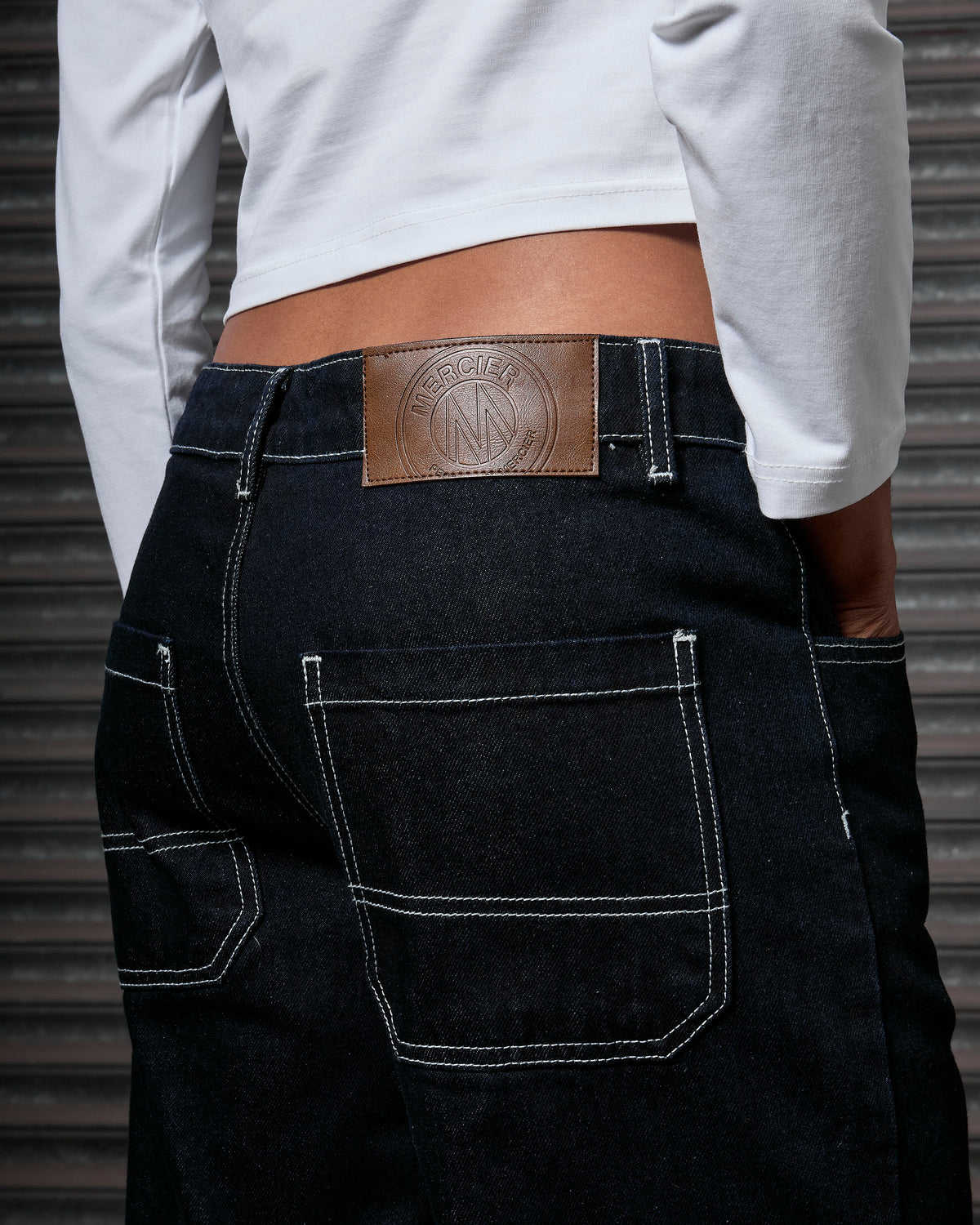 Women's OG Denim Stitch Badge Jeans Dark Blue, image 7