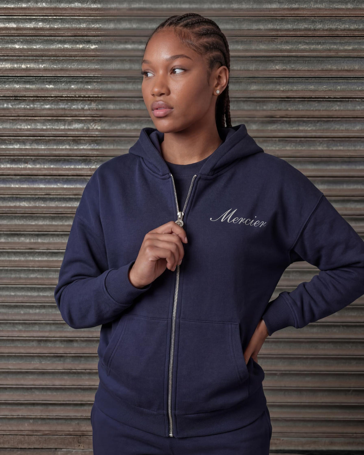 Women's Authenticity Hoodie Navy Silver, image 1
