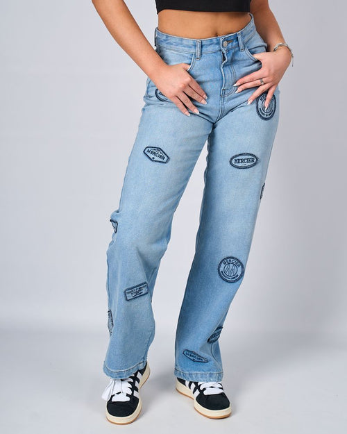 Womens Badge Jeans Light Wash