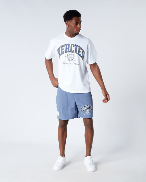 Maison Triple Stitch Tshirt White Blue