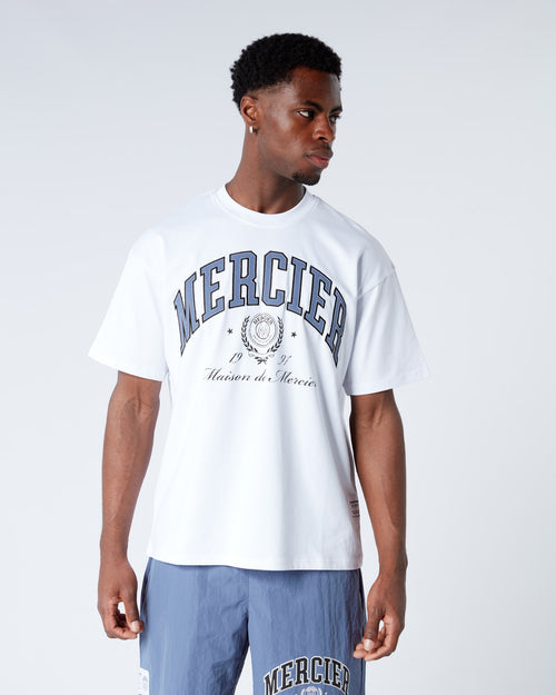 Maison Triple Stitch Tshirt White Blue