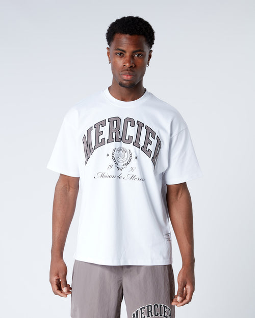 Maison Triple Stitch Tshirt White Beige