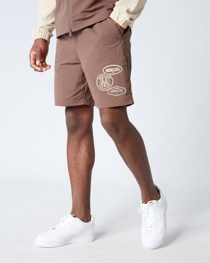 Angle Badge Shorts Brown