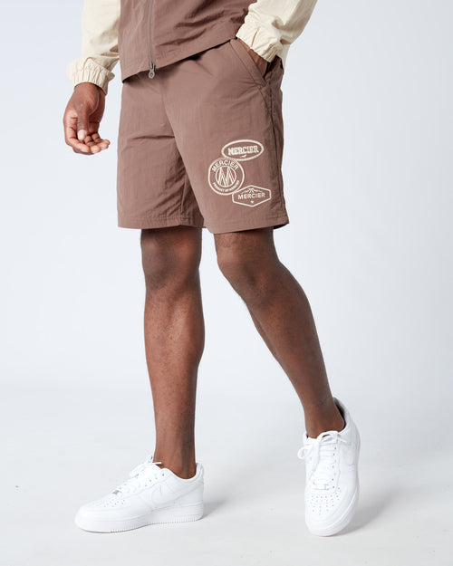 Angle Badge Shorts Brown