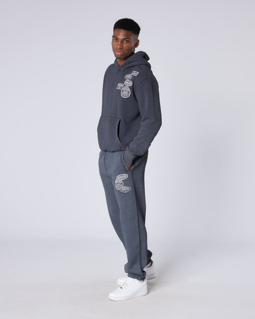 Washed Badge Joggers Black