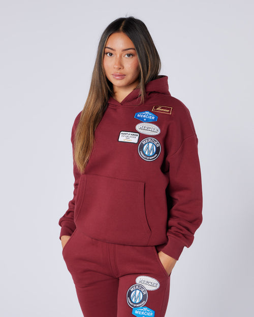 Womens Relaxed OG Badge Hoodie Cabernet