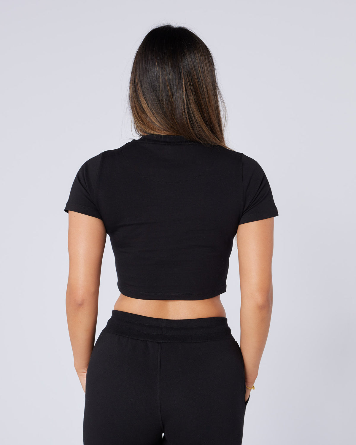 Women's Two Tone Baby Tee Black, image 4