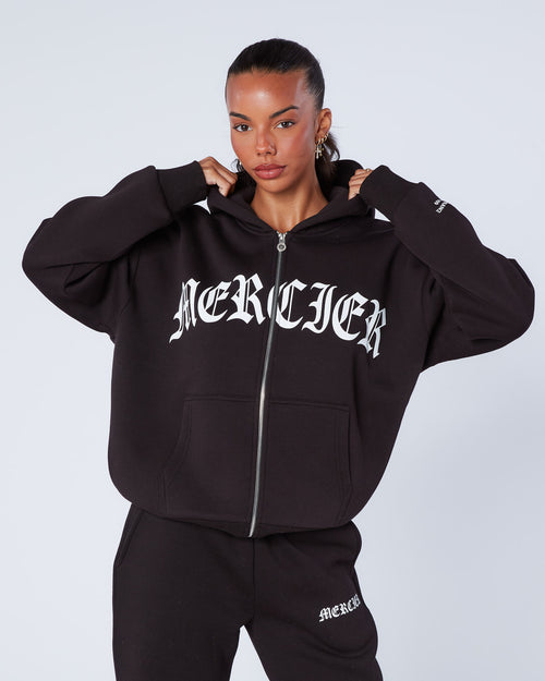 Womens Gothic Zip Hoodie Black