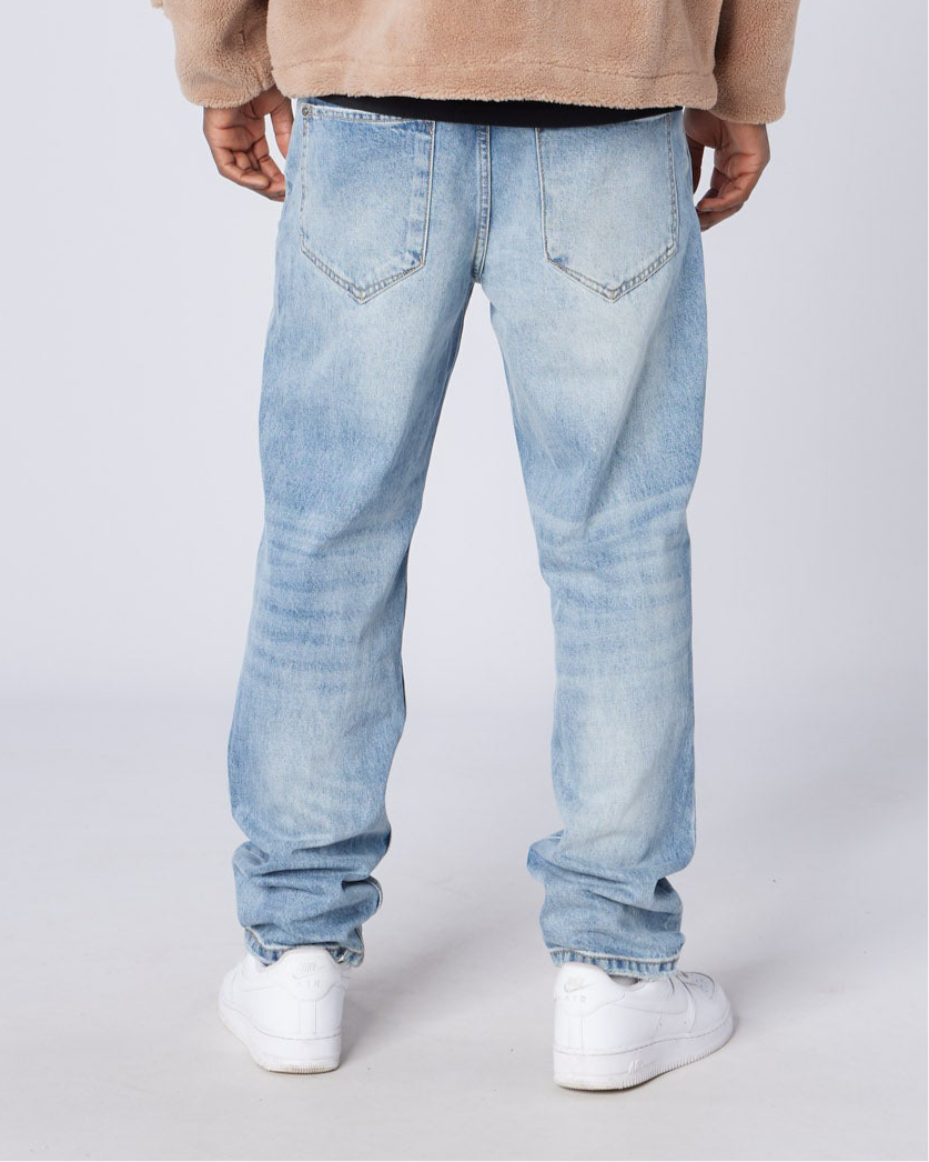 Tapered Washed Denim Jeans, image 4