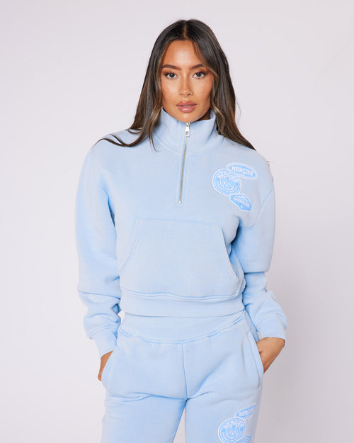 Womens Washed OG Quarter Zip  Blue