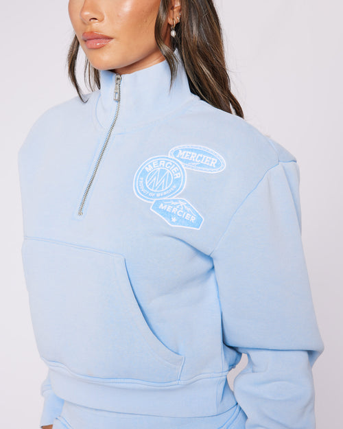 Womens Washed OG Quarter Zip  Blue