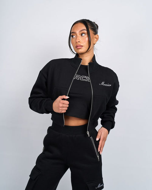 Womens Signature Jersey Track Jacket  Black