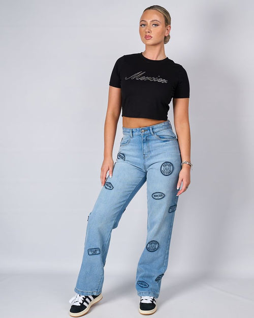 Womens Badge Jeans Light Wash