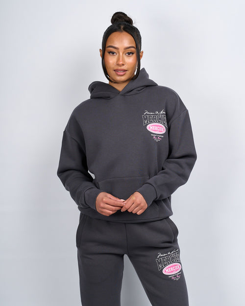 Womens Multi Tour Hoodie  Charcoal Pink