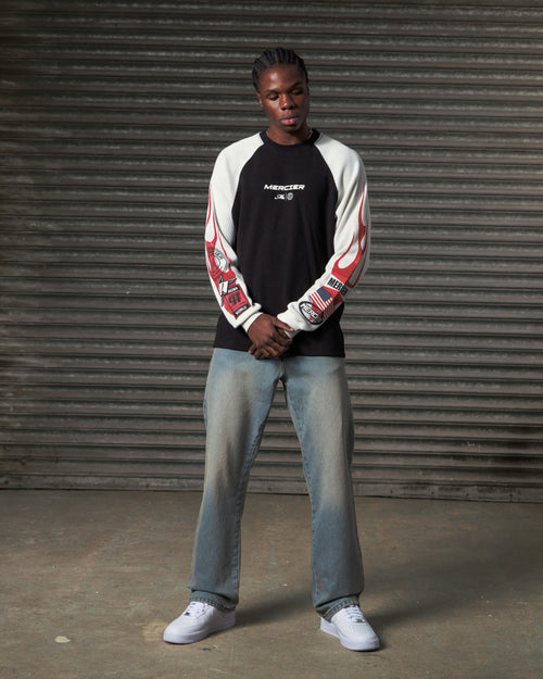 Raglan Waffle Long Sleeve Flame Top