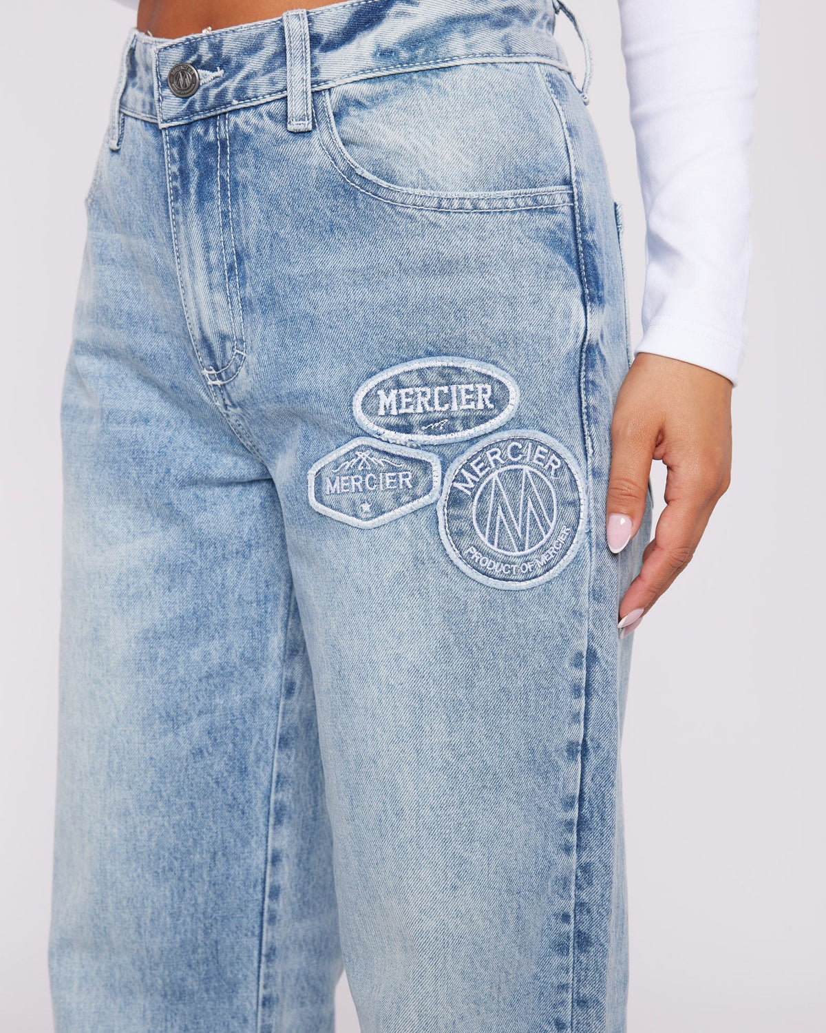 Women's OG Denim Stitch Badge Jeans Stonewash, image 3