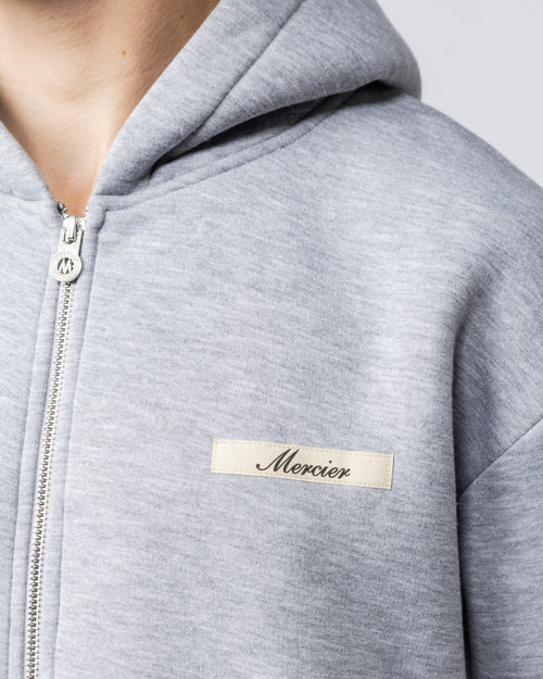 Script Zip Up Hoodie Grey