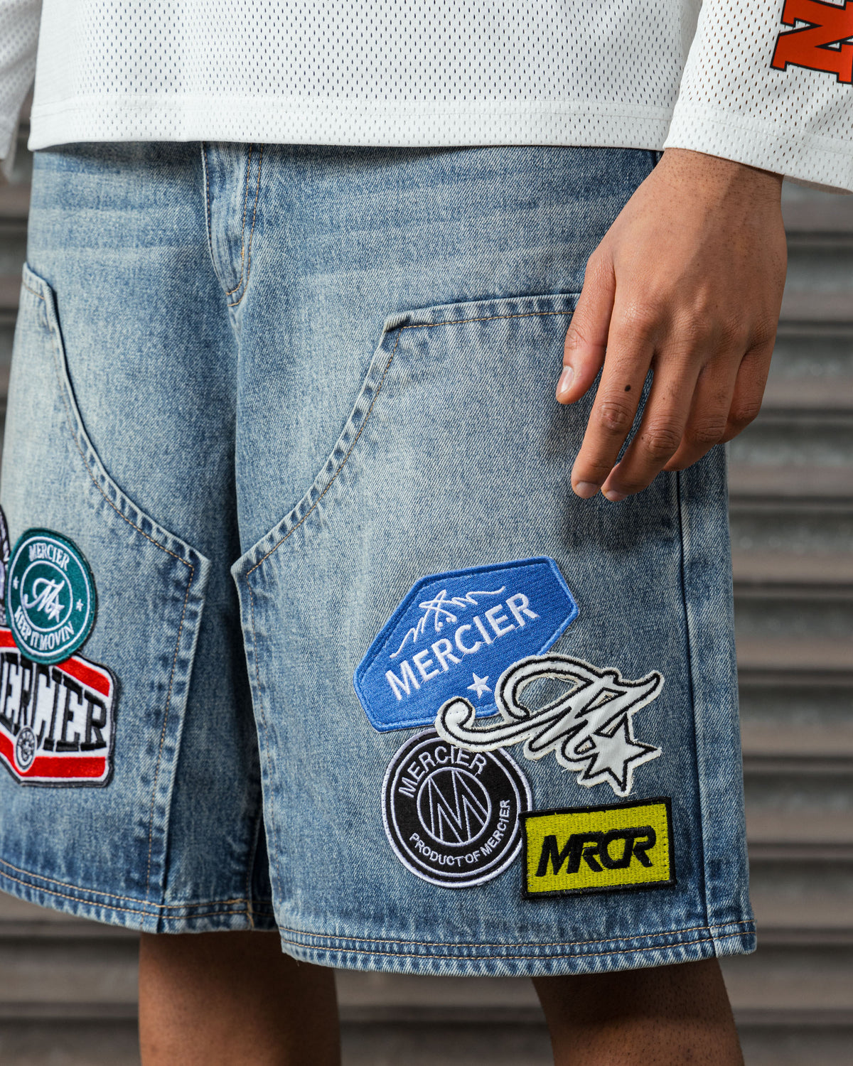 Relaxed washed Badge Jorts, image 5