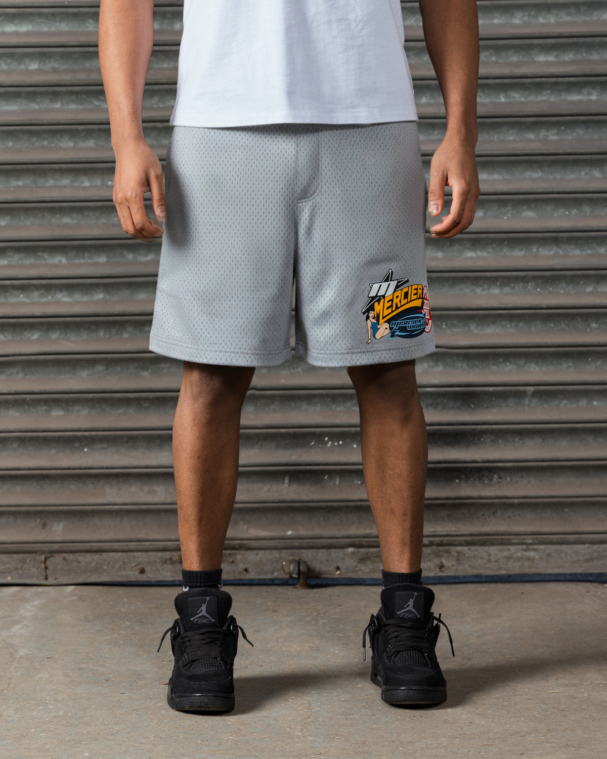 Pin Up Airtex Badge Shorts Grey, image 3