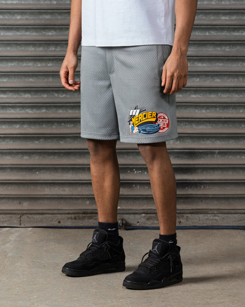 Pin Up Airtex Badge Shorts Grey