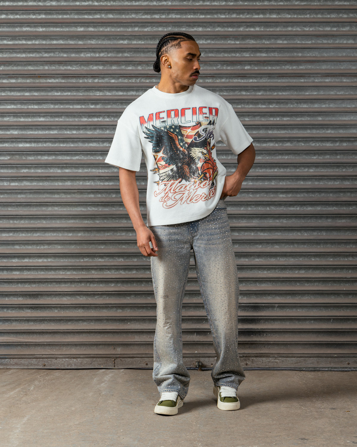 Mercier Eagle Waffle Tshirt White, image 3