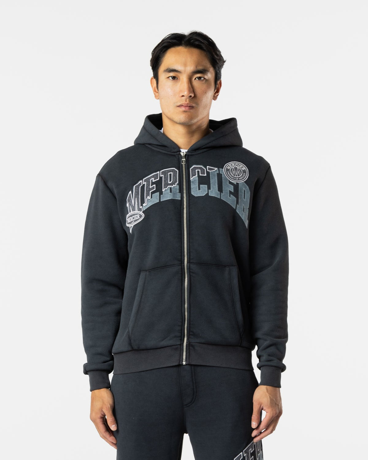 Zip Up Shatter Hoodie Washed Black, image 1
