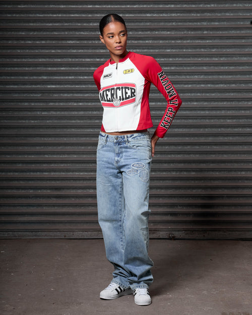 Womens Zip Racer Top Red