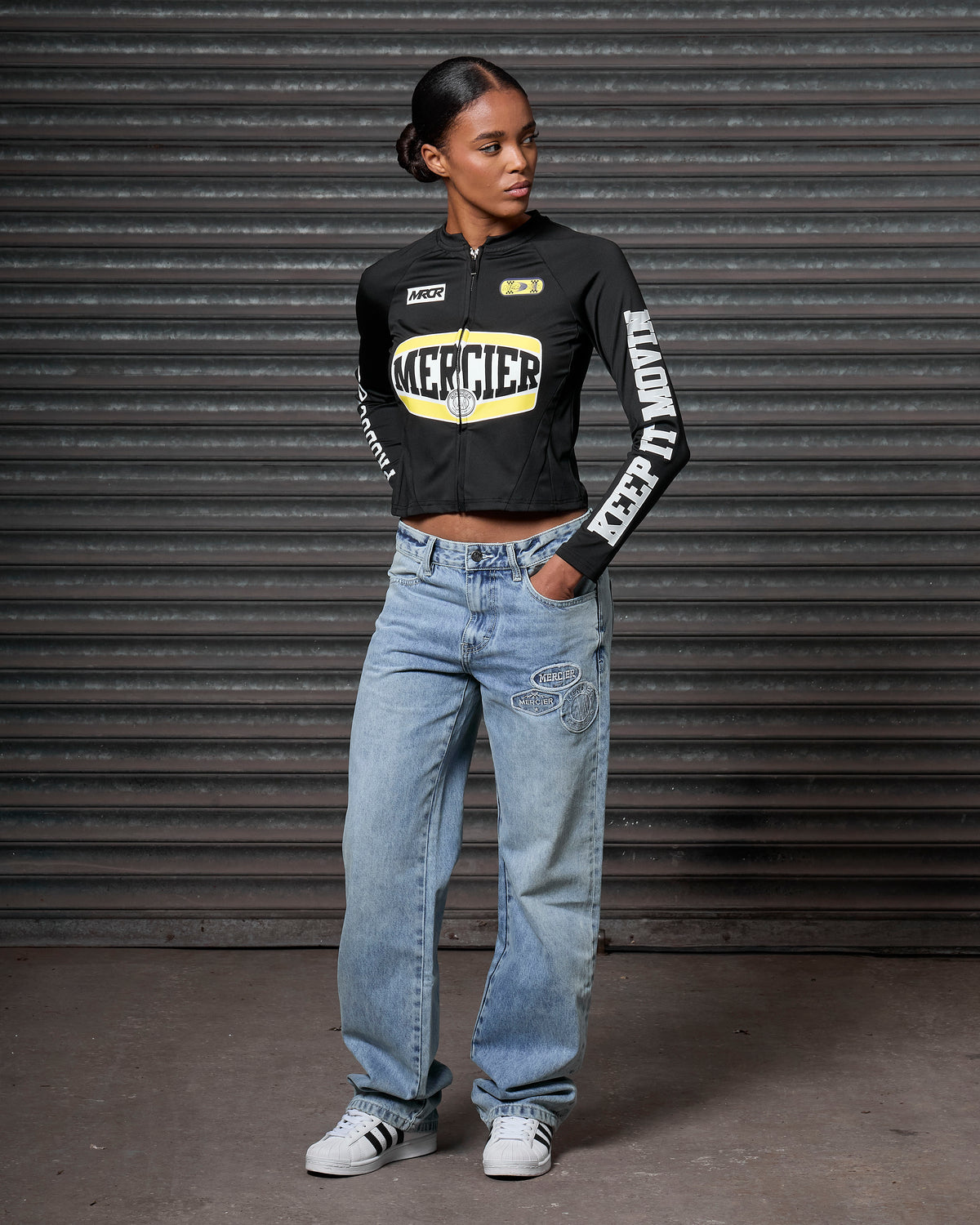 Women's Zip Racer Top Black, image 2