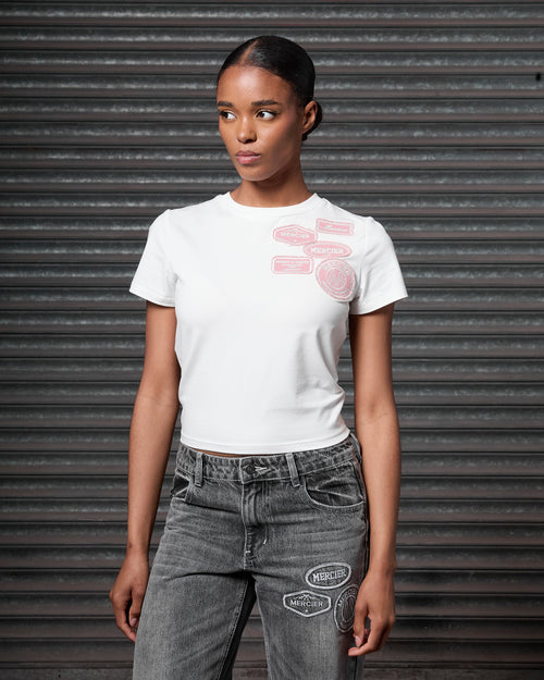 Womens OG Baby Tee White Pink