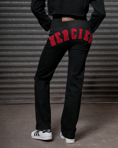 Womens Highwaist Denim Jean Black Red