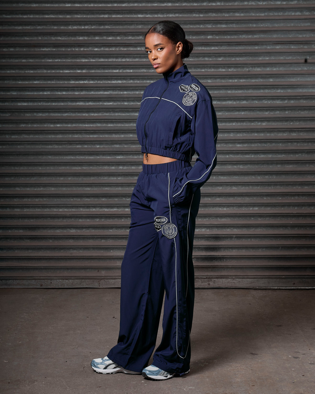 Women's Piping Track Pants Navy, image 2