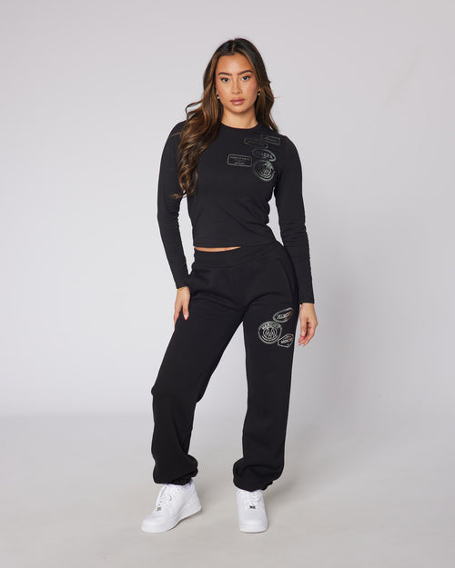 Womens LS Metallic OG Badge Tee Black