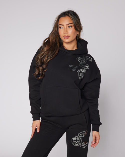 Womens Metallic OG Badge Hoodie Black