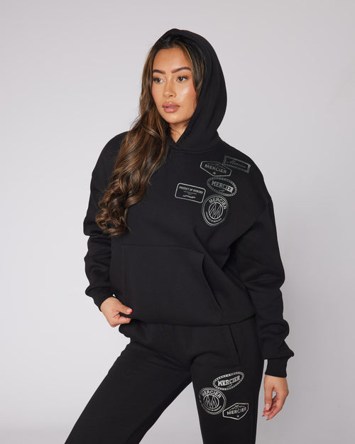 Womens Metallic OG Badge Hoodie Black