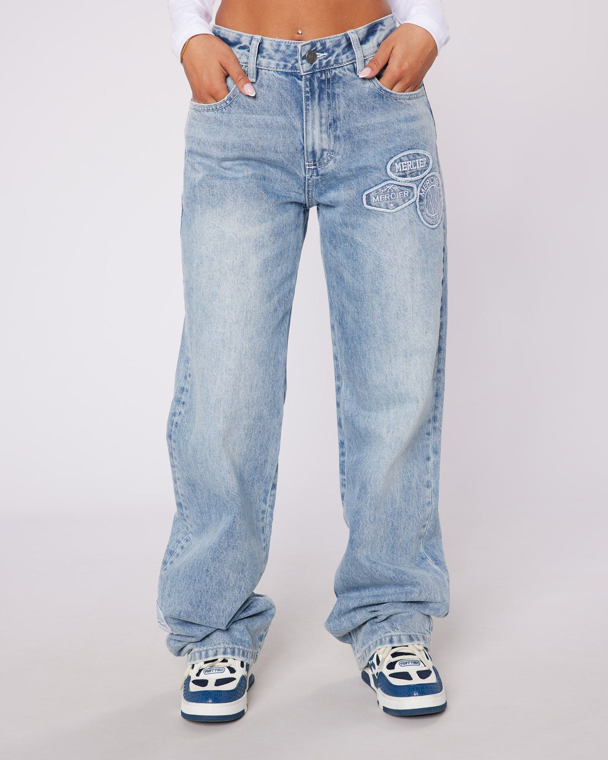 Women's OG Denim Stitch Badge Jeans Stonewash, image 1