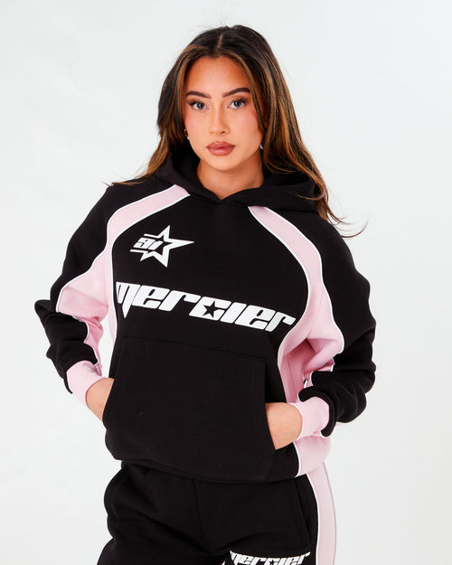 Women's Pink Sporty Hoodie Black