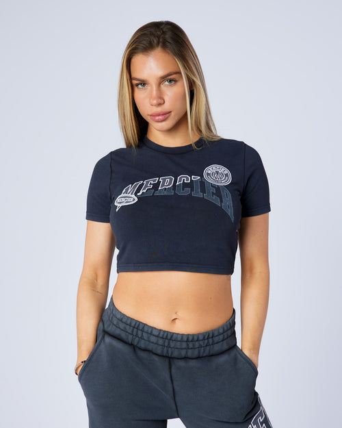 Womens Charcoal Shatter Baby Tee