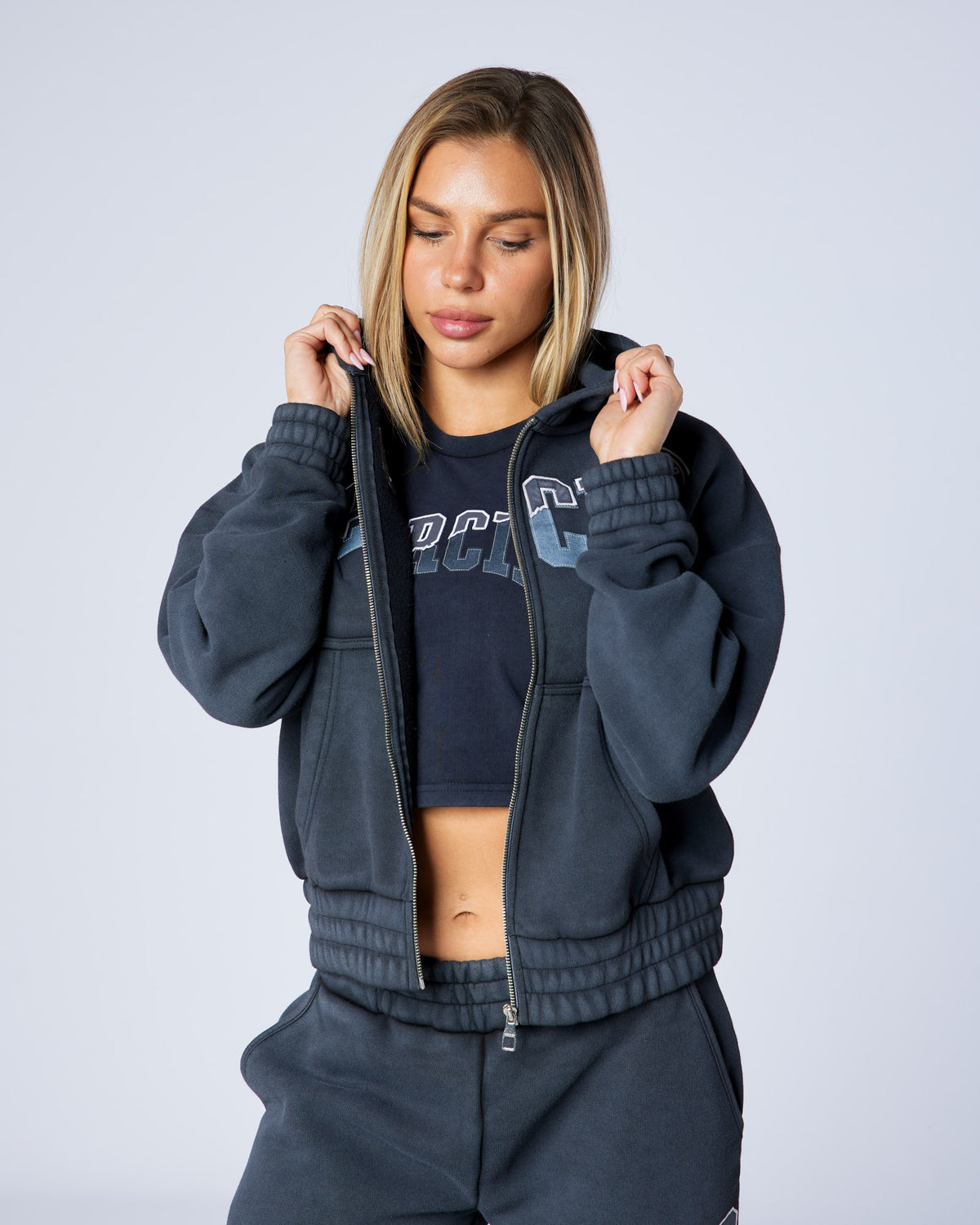 Women's Shatter zip up Washed Black, image 5