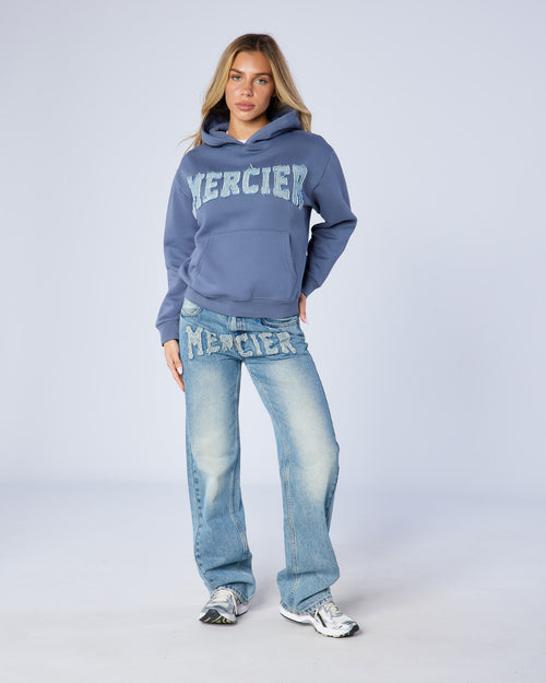 Womens Raw Edge Denim Hoodie