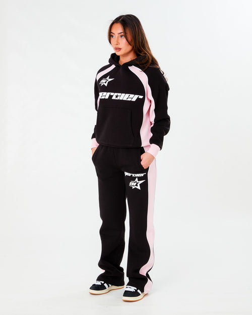 Women's Pink Sporty Hoodie Black